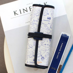 Line - World map pattern roll pencil case