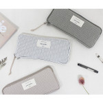 Mind stripe pattern zip around pencil pouch