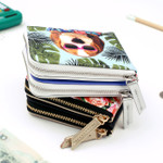 Fashionable animal half zip wallet