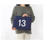 Navy & Lime - The Basic felt two tone laptop pouch