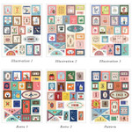 Stamp illustration deco sticker set