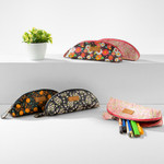 Flower pattern half moon zipper pencil case