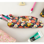 Flower pattern half moon zipper pencil case