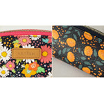Detail of Flower pattern half moon zipper pencil case