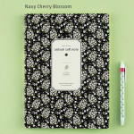 Navy cherry blossom - Soft pattern lined notebook large