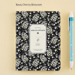 Navy cherry blossom - Soft pattern lined notebook small