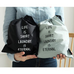 Cotton laundry drawstring pouch