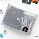 Gray - Window blows large mesh zipper pouch