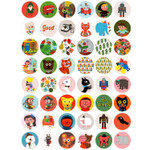Composition of Child circle sticker set with tin case