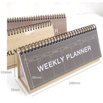 Size of Wirebound Kraft undated weekly desk planner
