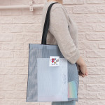 Gray - Hello sunshine day mesh eco tote bag 