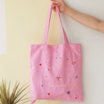 Love - In space cotton shoulder tote bag 