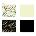 Ivory, Black - Licoco flower pattern small zipper pouch