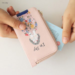 I'm shy - Rim pattern coner zipper card case 