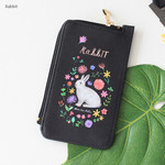 Rabbit - Rim pattern coner zipper card case 
