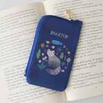 Navy - Rim pattern coner zipper card case 