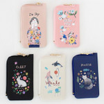 Rim pattern coner zipper card case 