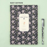 Navy saffron - Colorful pattern large soft lined notebook 