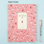 Pinky picnic - Colorful pattern xlarge soft lined notebook 