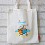 Lazy holiday sunset beach eco tote bag