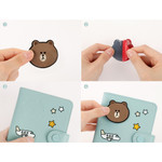 Line friends RFID blocking passport case with leather sticker