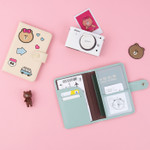 Line friends RFID blocking passport case with leather sticker