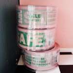 Warning fragile safe message packing tape