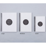 Size of Black White spiral plain notebook - White