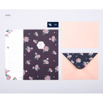 Rose - Flying Whales pattern letter paper and envelope set 
