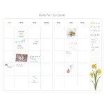 Monthly plan - Flower illustration undated weekly diary