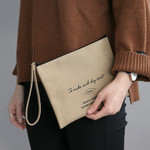 ICONIC Plain cotton flat zipper large pouch with strap