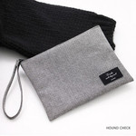 Hound check - ICONIC Plain cotton flat zipper large pouch with strap