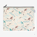 Large - Laminated cotton fabric zipper pouch - Air in forest