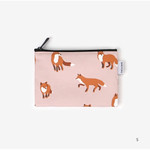 Small - Laminated cotton fabric zipper pouch - Winter fox