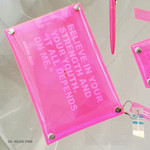 04 Neon pink - Square clear pocket folding pouch bag