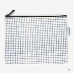 Medium - Laminated cotton fabric zipper pouch - Blue line