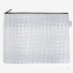Large - Laminated cotton fabric zipper pouch - Blue line