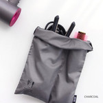 Charcoal - Split hair straightener flat iron drawstring pouch