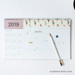 Calendar & Yearly plan - 2019 Pattern spiral bound desk dated monthly planner