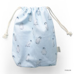 Penguin - O-check Pattern large cotton drawstring pouch