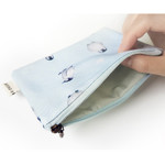 Penguin - O-check Pattern small cotton flat zipper pouch