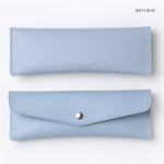 Misty blue - Merci PU stitched slim pencil case pouch