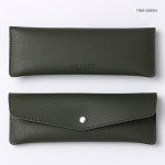 Tree green - Merci PU stitched slim pencil case pouch