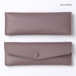 Mocha brown - Merci PU stitch slim pencil case pouch