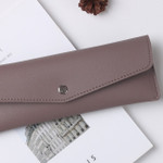 Mocha brown - Merci PU stitch slim pencil case pouch