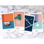 CommaB analog and modern illustration postcard 