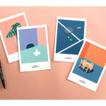 CommaB analog and modern illustration postcard 