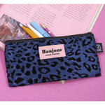 Second Mansion Bonjour leopard zipper pencil pen case pouch