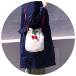 Ivory - ROMANE Cherry cotton crossbody bucket bag