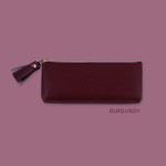 Burgundy - Rihoon Tassel PU zipper pencil case pen pouch
